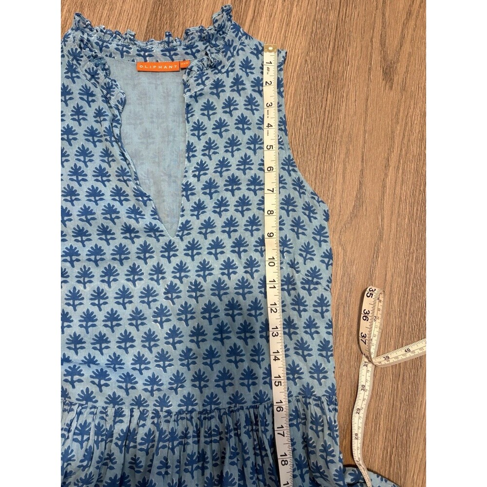 Oliphant Flirty Mini Dress XXS Blue Tiered Sleeveless V-Neck Gauze Boho Beach - Picture 15 of 15
